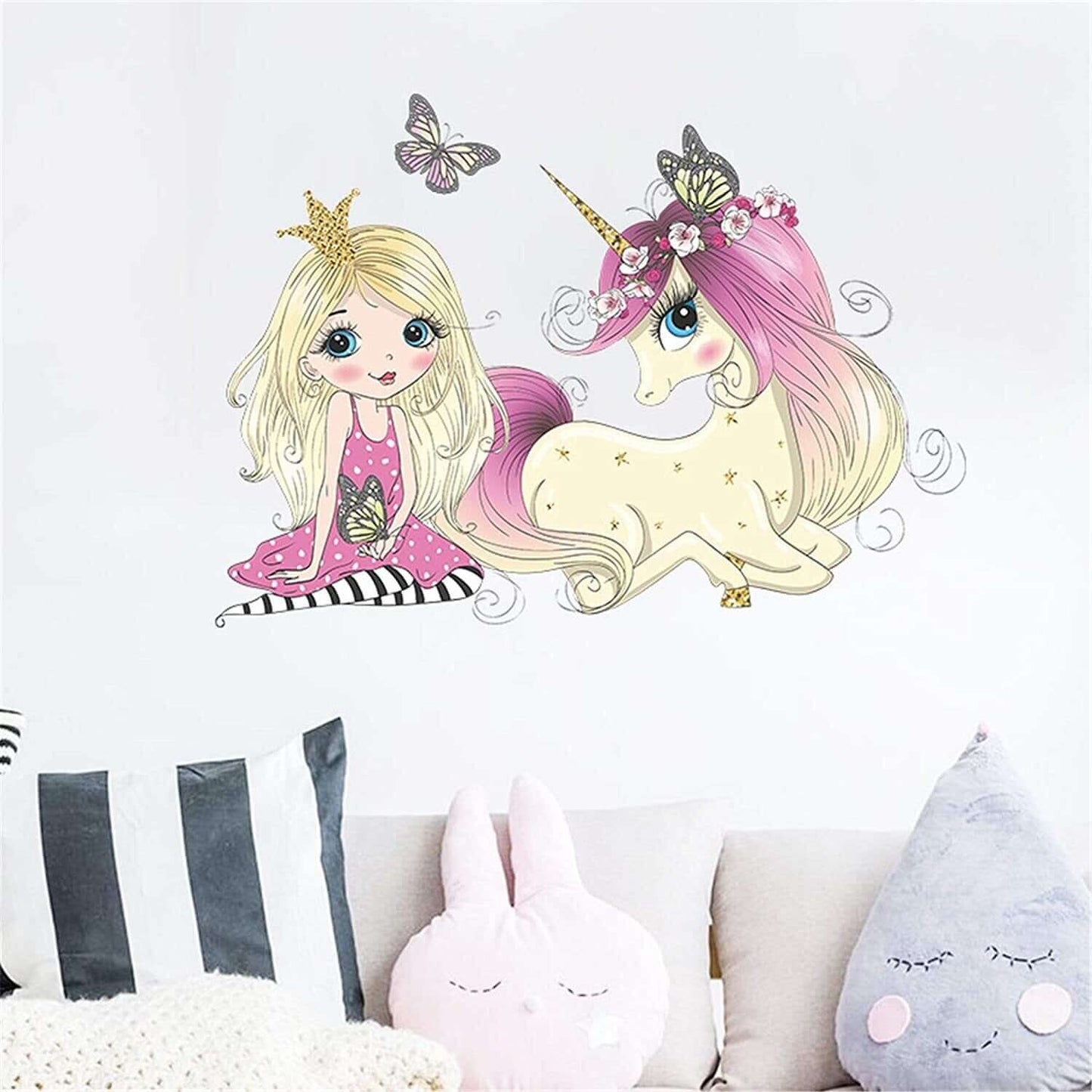 Pegatinas de pared niña princesa unicornio