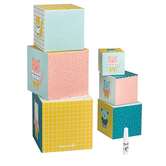 Cubos Apilables personalizables con kit de huellas de manos y pies