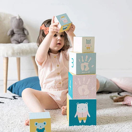 Cubos Apilables personalizables con kit de huellas de manos y pies