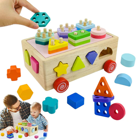 Juguete de madera Montessori de clasificación y apilamiento para niños de 2 años