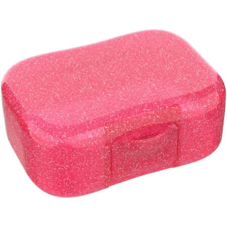 Fiambrera pequeña para snacks glitter pink 9x6,8 cm